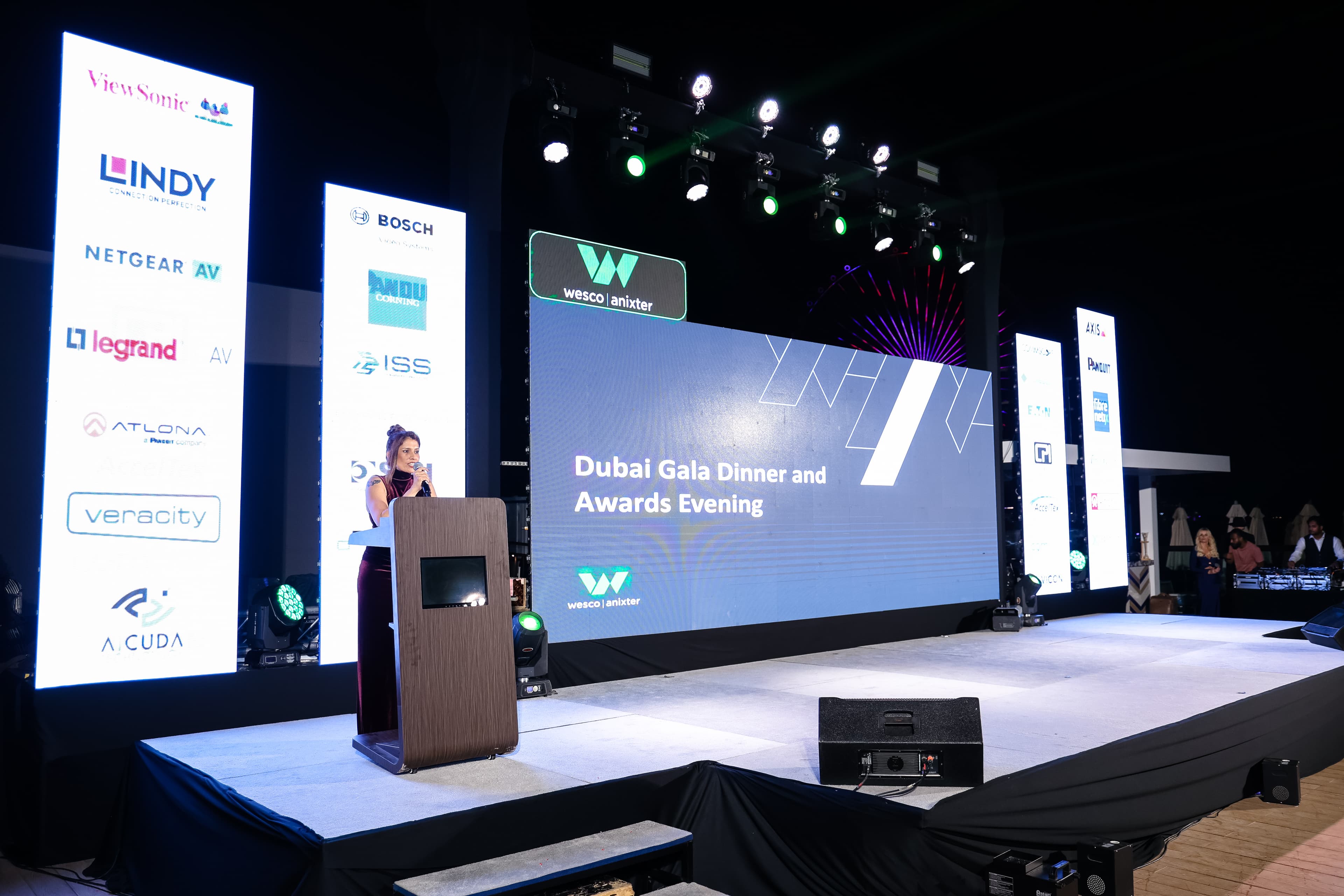 Corporate event setup and crowd